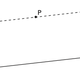 Euclid’s fifth postulate – the dotted line is the unique line parallel to the line L